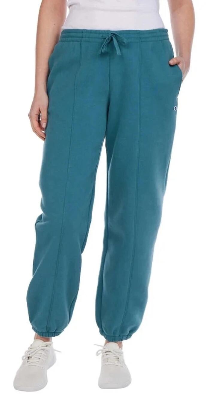 VTG Champion Fleece Jogger Sweat Pant Women's Size Medium Aqua Tonic Drawstring